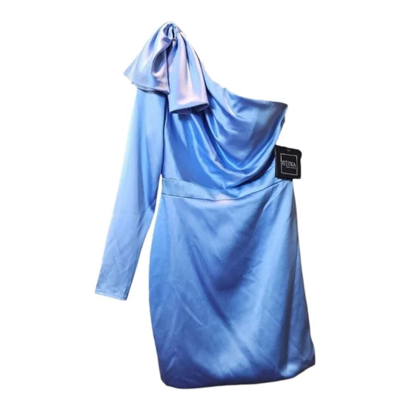 Mac Duggal Dress Size 4 Blue One Shoulder - Picture 3 of 14